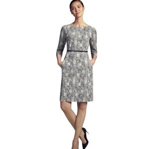 M.M. Lafleur Black/White Crackle Etsuko Fully Lined Sheath Dress Sz 4-6